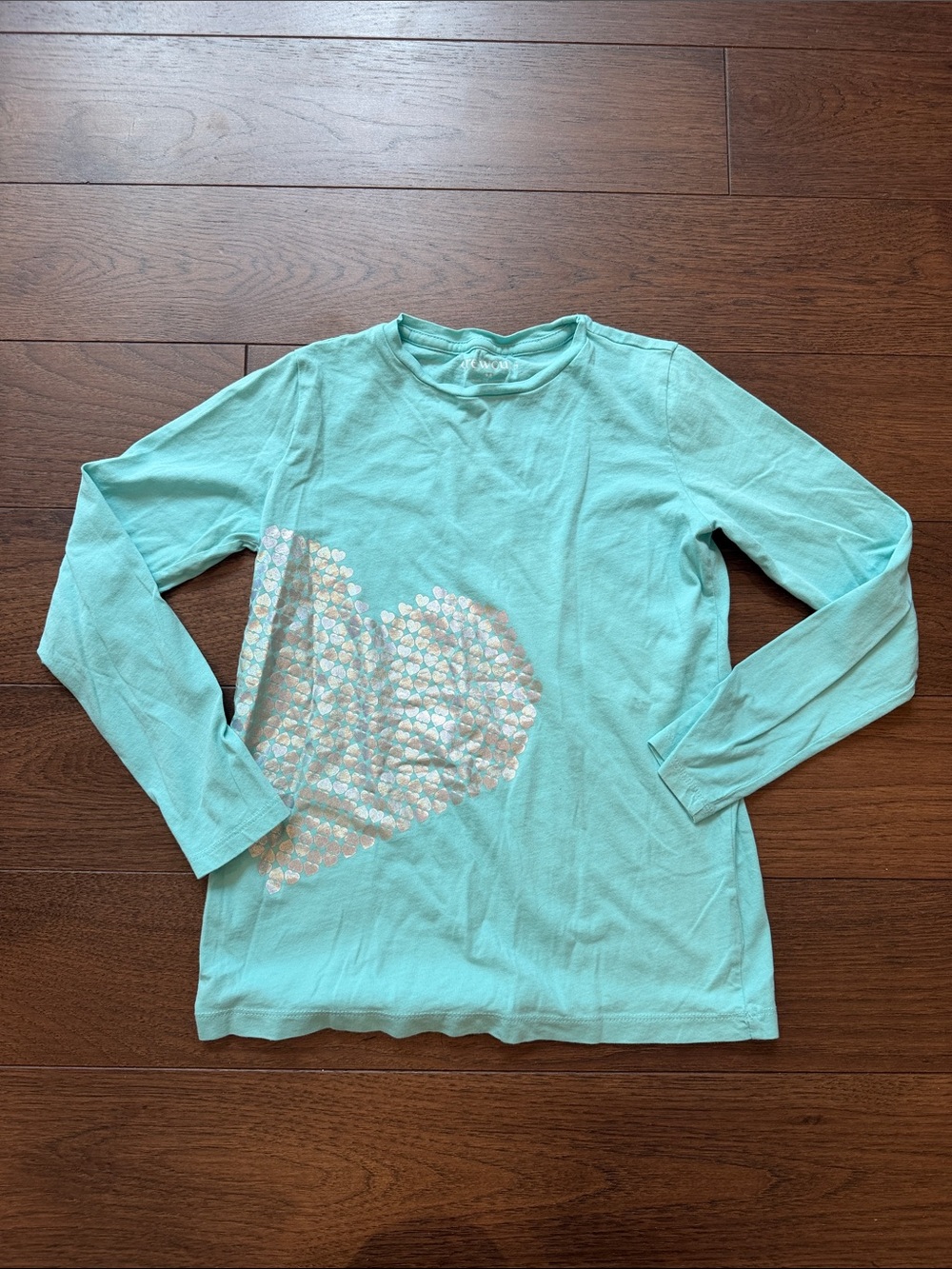 Crewcuts Mint Green Heart Girls Long Sleeve Size Medium 8/9 - C44-015